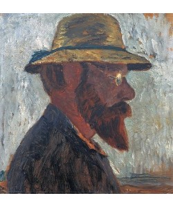 Paula Modersohn-Becker, Otto Modersohn mit Strohhut im Profil nach rechts. Um 1905.