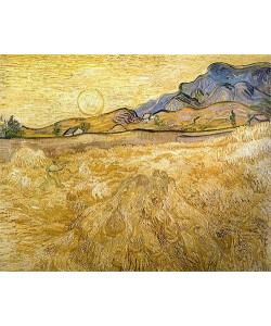 Vincent van Gogh, Umfriedetes Weizenfeld mit Schnitter. 1889.
