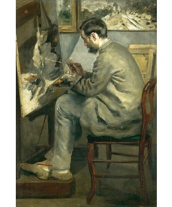 Pierre-Auguste Renoir, Bildnis von Frédéric Bazille, während er an ""Le héron aux ailes déployées"" malt. 1867""