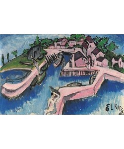 Ernst Ludwig Kirchner, Bootshafen auf Fehmarn. 1913.