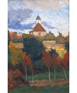 Otto Modersohn, Blick auf die Worpsweder Kirche. Um 1895.