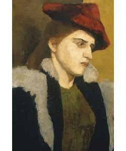 Paula Modersohn-Becker, Bildnis einer jungen Frau mit rotem Hut. 1900.