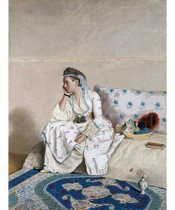 Jean-Étienne Liotard, Portrait von Marie Fargues, Ehefrau des Künstlers, in einem türkischen Kostüm. 1756-58