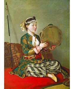 Jean-Étienne Liotard, Türkische Frau mit Tamburin (Femme Turque au Tambourin).