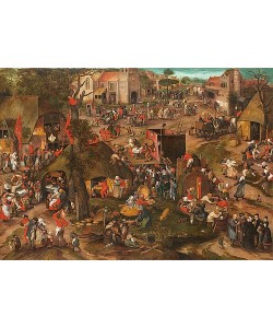 Peeter Baltens, Eine flämische Kirmes mit einer Aufführung der Posse 'Een cluyte van Plaeyerwater'. Um 1570