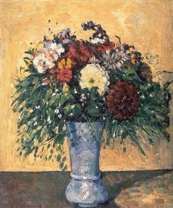 Paul Cézanne, Blumenstrauß in blauer Vase. Zwischen 1873 und 1875