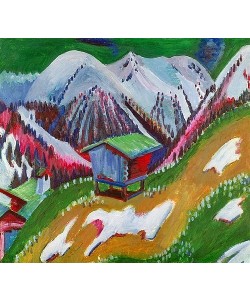 Ernst Ludwig Kirchner, Berglandschaft mit Alphütte. Um 1922