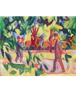 August Macke, Reiter und Spaziergänger in einer Allee. 1914