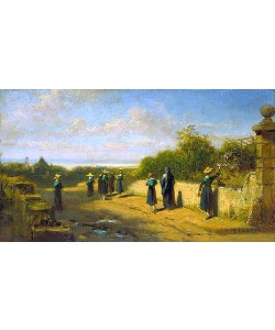 Carl Spitzweg, Mädchenpensionat auf dem Spaziergang. Um 1870