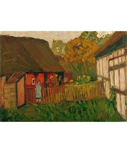 Otto Modersohn, Mädchen vor rotem Haus. 1910