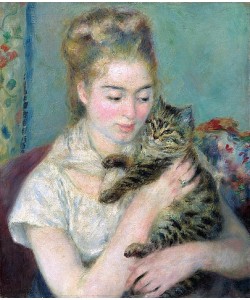 Pierre-Auguste Renoir, Frau mit Katze. Ca. 1875.