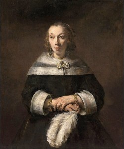 Rembrandt van Rijn, Portrait einer Dame mit Straußenfederfächer. Um 1656/58