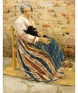 Max Liebermann, Eine alte Frau mit Katze. 1878.