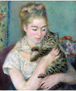 Pierre-Auguste Renoir, Frau mit Katze. Ca. 1875.