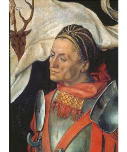 Albrecht Dürer, Der hl.Eustachius. Kopfdetail aus der re.Tafel des Paumgartner Altars.