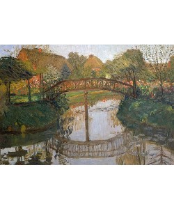 Otto Modersohn, Bauerngarten mit Brücke. Um 1908