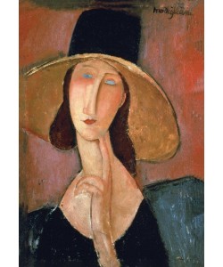 Amadeo Modigliani, Jeanne Hébuterne mit großem Hut. 1917