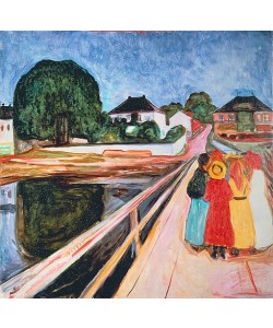 Edvard Munch, Mädchengruppe auf einer Brücke.