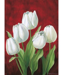 Gertrud Schweser, Tulips on burdundy II