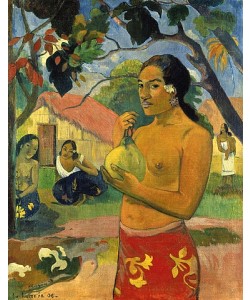 Paul Gauguin, Frau, die eine Frucht hält (Wohin gehst Du?). 1893