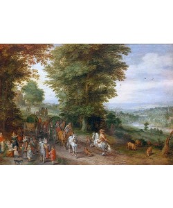 JAN BRUEGHEL DER ÄLTERE, Belebte Landstrasse. 1619