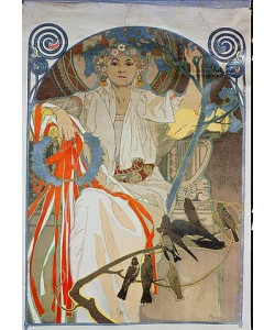 Alfons Maria Mucha, Plakat für das Gesangs- und Musikfest Frühling 1914 in Prag. 1914.
