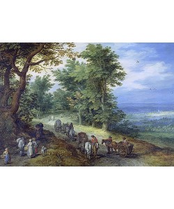 JAN BRUEGHEL DER ÄLTERE, Landschaft mit Gepäckzug. 1610