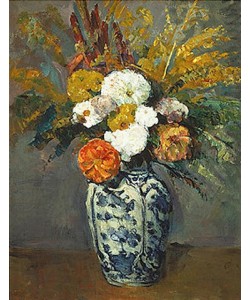 Paul Cézanne, Dahlienstrauss in Porzellanvase. 1873