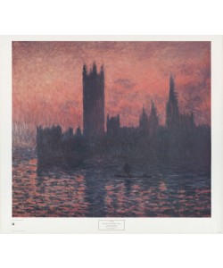 Claude Monet, Sunset- Houses of Parliament (Offset)