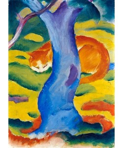 Franz Marc, Katze hinter einem Baum. 1910/11