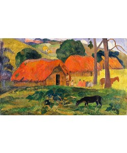 Paul Gauguin, Hund vor strohgedeckten Hütten. 1892.