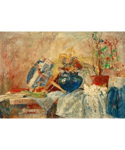 James Ensor, Nature morte au vase et à l’éventail bleus