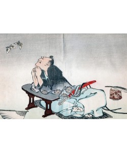 Katsushika Hokusai, A Philosopher watching a pair of butterflies