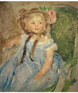 Mary Cassatt, Sara in a Dark Bonnet with Right Hand on Arm of Chair
