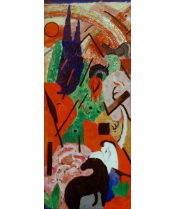 Franz Marc, Landschaft mit Tieren und Regenbogen