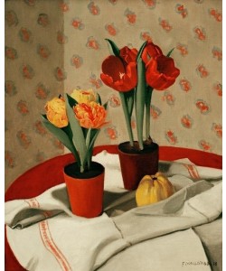 Felix Vallotton, Deux pots de tulipes rouges et jaunes