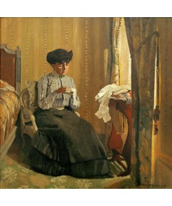 Felix Vallotton, Jeune femme cousant pres de la fenêtre