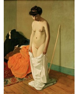Felix Vallotton, Femme nue debout tenant sa chemise a deux mains