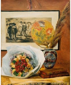 Pierre-Auguste Renoir, Nature morte au bouquet et à l’éventail