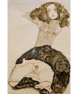 Egon Schiele, Schwarzhaariges Mädchen mit hochgeschlagenem Rock