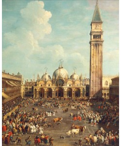 Giovanni Antonio Canaletto, Bullfighting or Bull hunting in Piazza San Marco