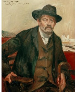 Lovis Corinth, Selbstporträt mit schwarzem Hut und Stock