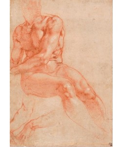 MICHELANGELO BUONARROTI, Sitzender Jünglingsakt und zwei Armstudien