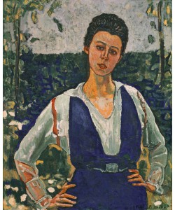 Ferdinand Hodler, Bildnis Gertrud Müller im Garten, Hüftbild