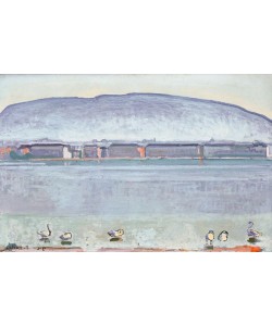 Ferdinand Hodler, Die Bucht von Genf mit sechs Schwänen im Vordergrund