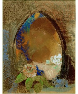 Odilon Redon, Profil de femme avec fleurs dans une ogive