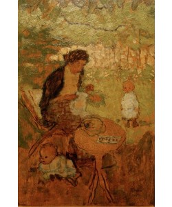 Pierre Bonnard, Femme cousant dans un jardin (avec enfants)