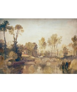 JOSEPH MALLORD WILLIAM TURNER, House beside a River, with Trees and Sheep
