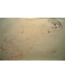Gustav Klimt, Auf dem Bauch liegender Akt nach rechts 