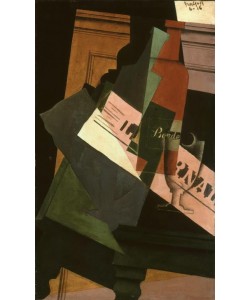 Juan Gris, Bouteille, verre et journal